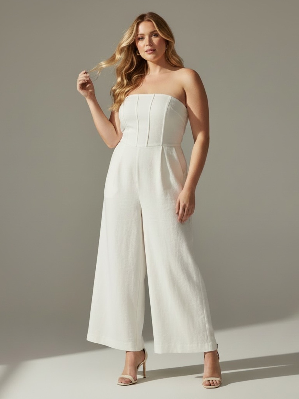 A NEW DAY Crepe Strapless Wide Leg Jumpsuit
